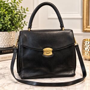 Vintage Goldpfeil Black Leather Handmade Germany Handbag